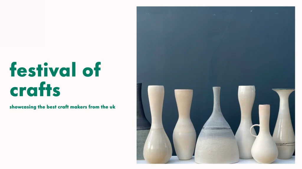 A poster showing an image of ceramic vases and the title of the festival